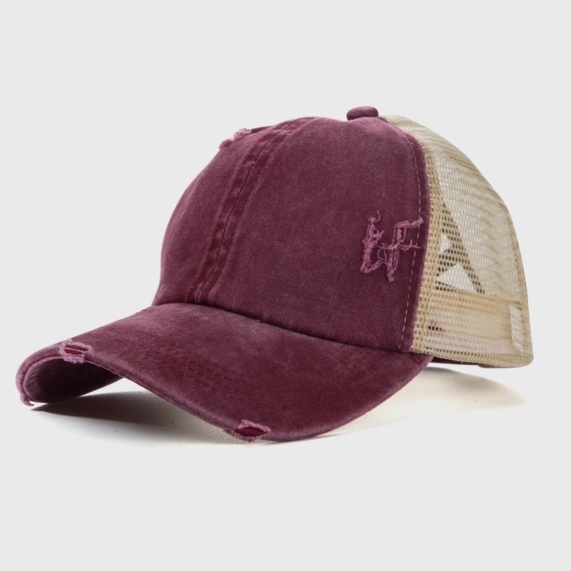 2 Pieces Edging Ponytail Back Opening Baseball Cap Korean Hip-hop Cap