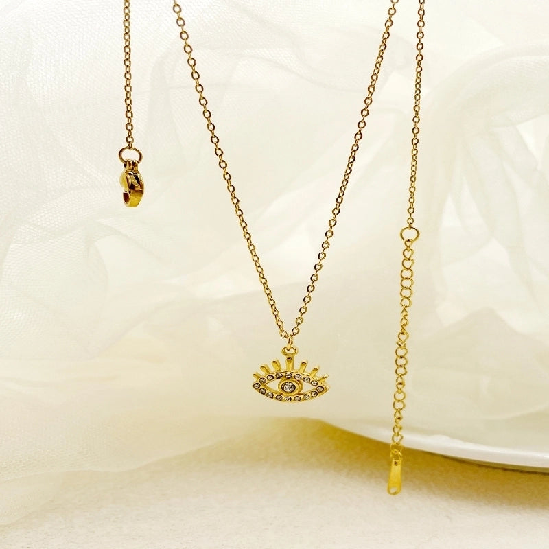 Stainless Steel 14K Gold Plated Ethnic Style Polishing Plating Inlay Eye Zircon Pendant Necklace