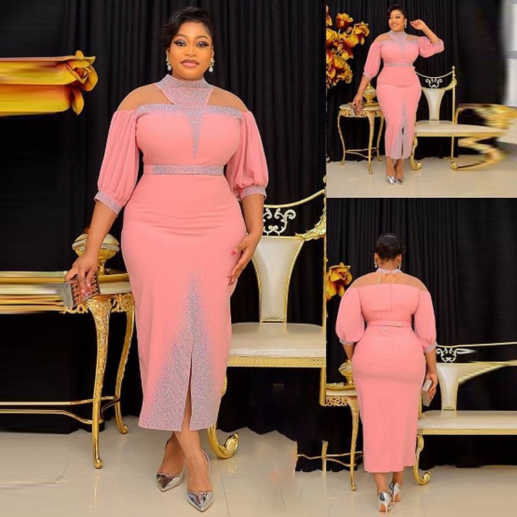 African Americans fashion QFY Plus Size Dresses For Women African Dashiki Chiffon Gown 2022 Autumn Long Sleeve Elegant Evening Dress Dubai Turkey Abayas Ankara Style QueenFunky