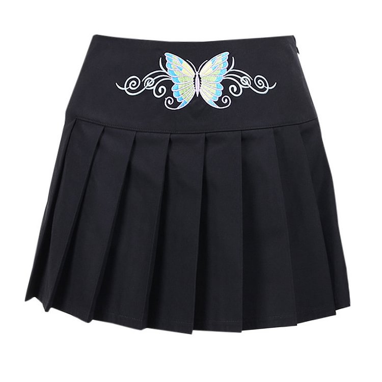 Darkness Butterfly Print Mini Slim Skirt - Modakawa Modakawa