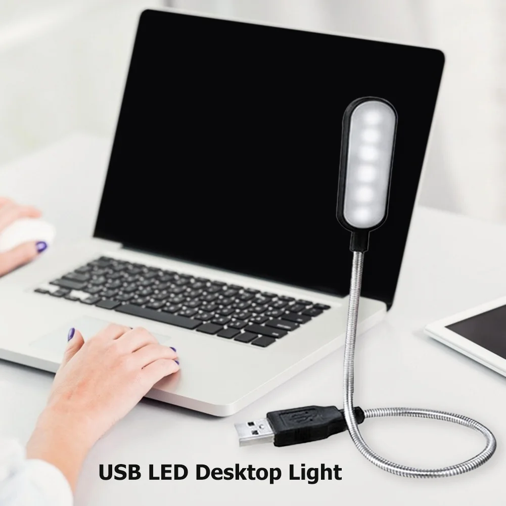 USB LED Desktop Light Portable Study Book Table Lamp Night Light Warm White