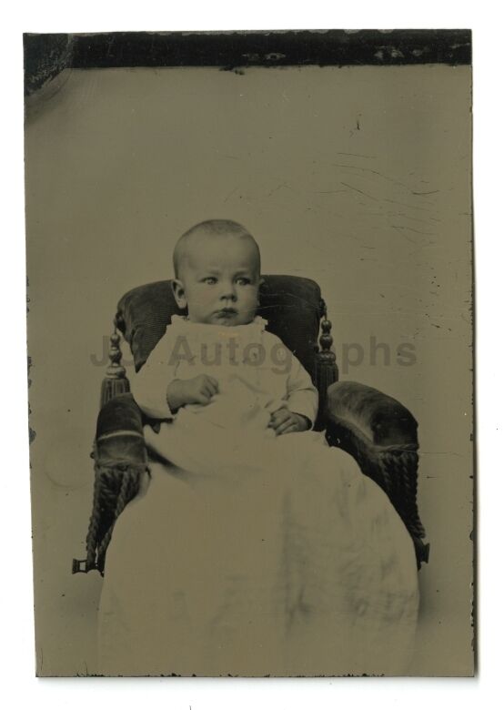 19th Century Baby Portrait - Original 19th Century Tintype Photo Poster painting