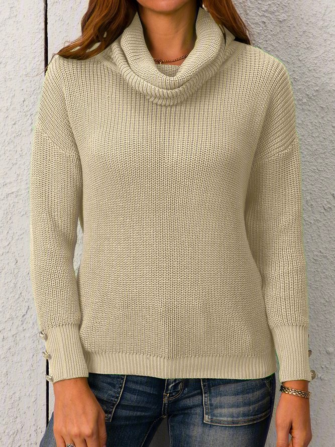 Plus Size Long Sleeve Plain Casual Sweater Zaesvini