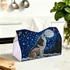 Diamond Art Tissue Box Cover DIY PU Desktop Organizer Large(WOLF)