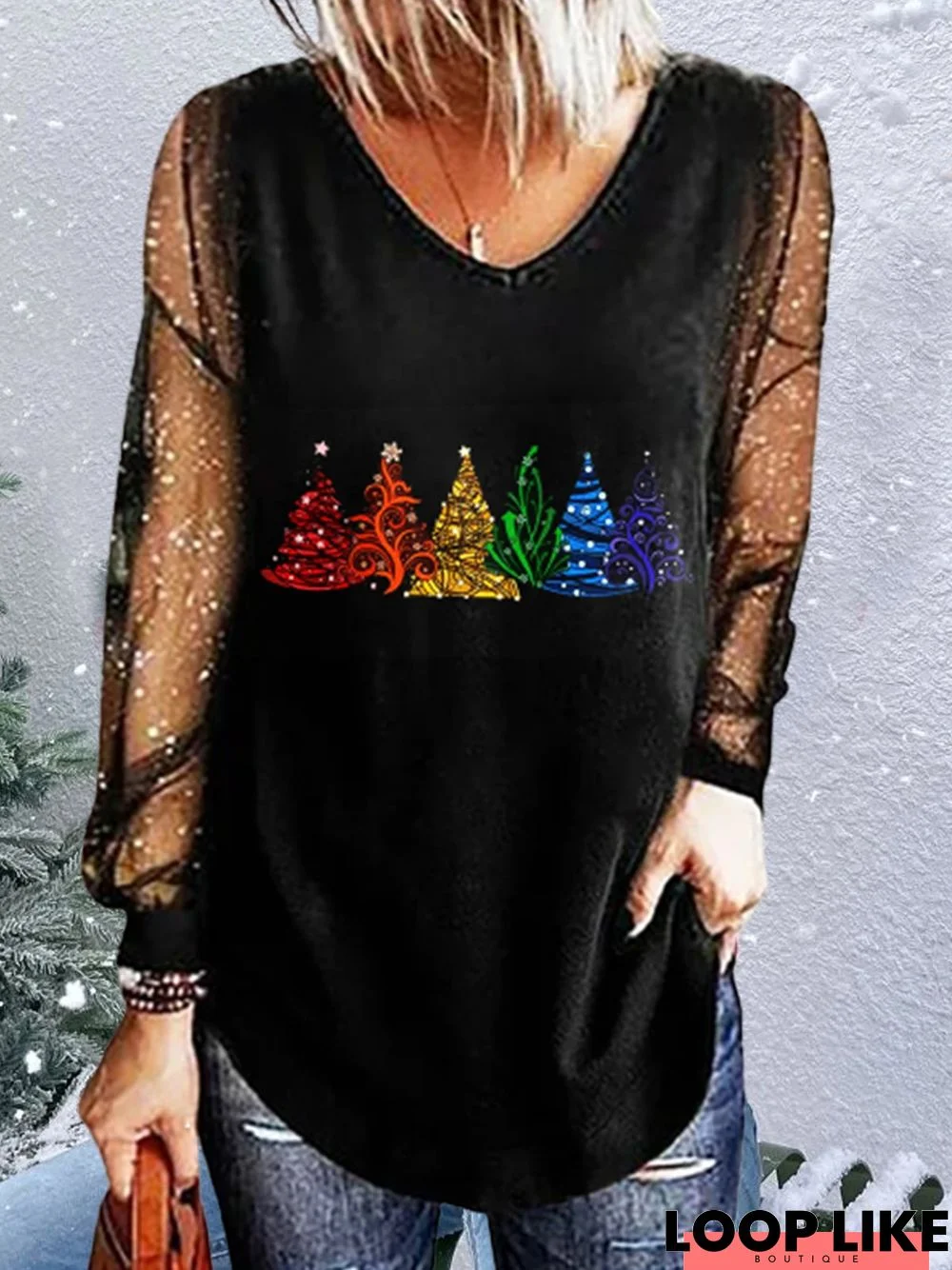 Party Lace Christmas Tree tunic T-Shirt