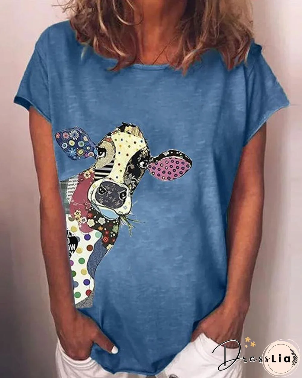 Plus Size Animal Crew Neck Vintage Shirts