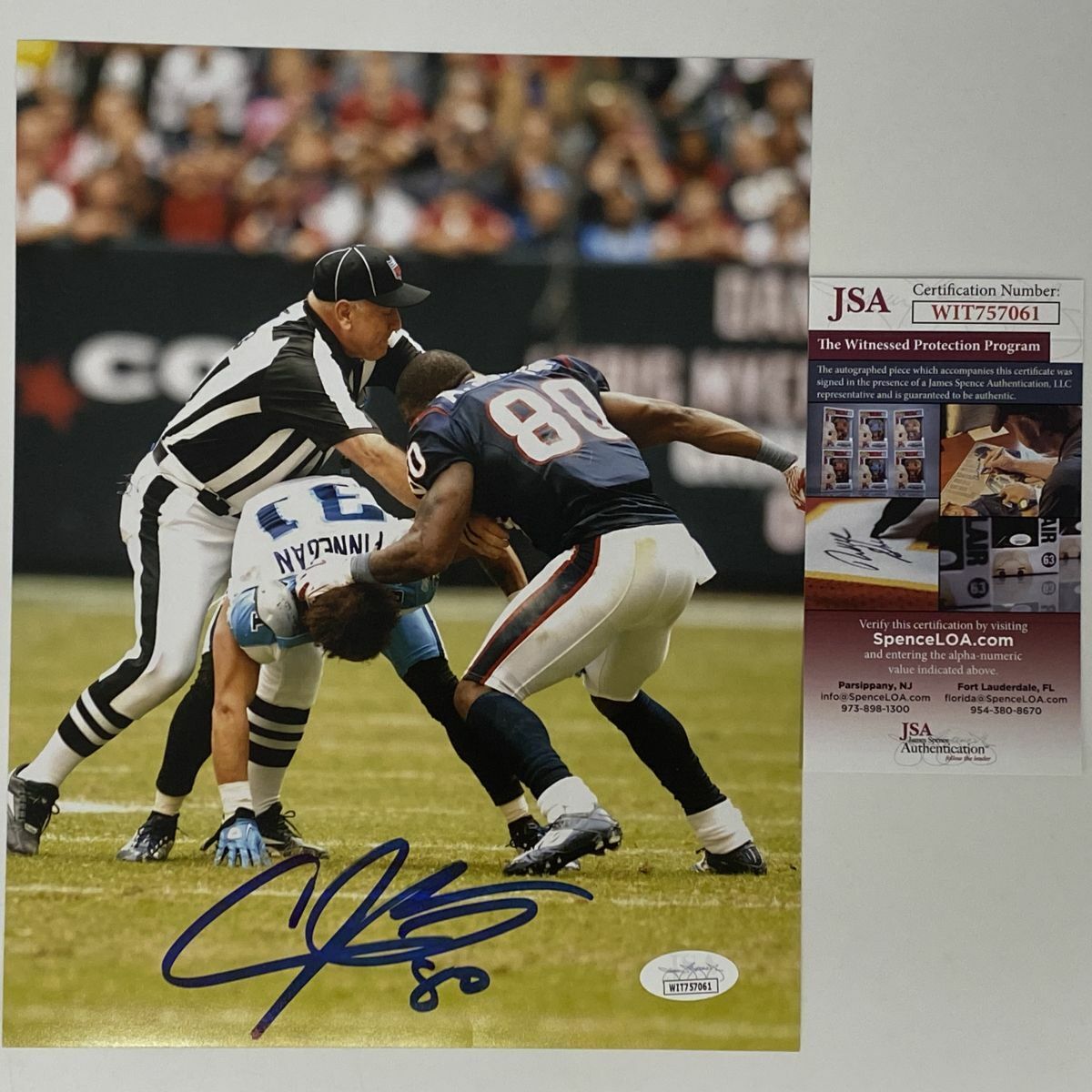 Autographed/Signed ANDRE JOHNSON Houston Texans 8x10 Football Photo Poster painting JSA COA Auto