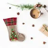 14 Inch Large DIY Linen Diamond Painting Xmas Stocking Hanging Gift Candy Bag Kits(20x35cm)