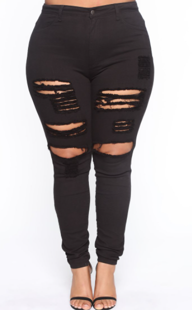 Plus Size Ripped Stretch Jeans