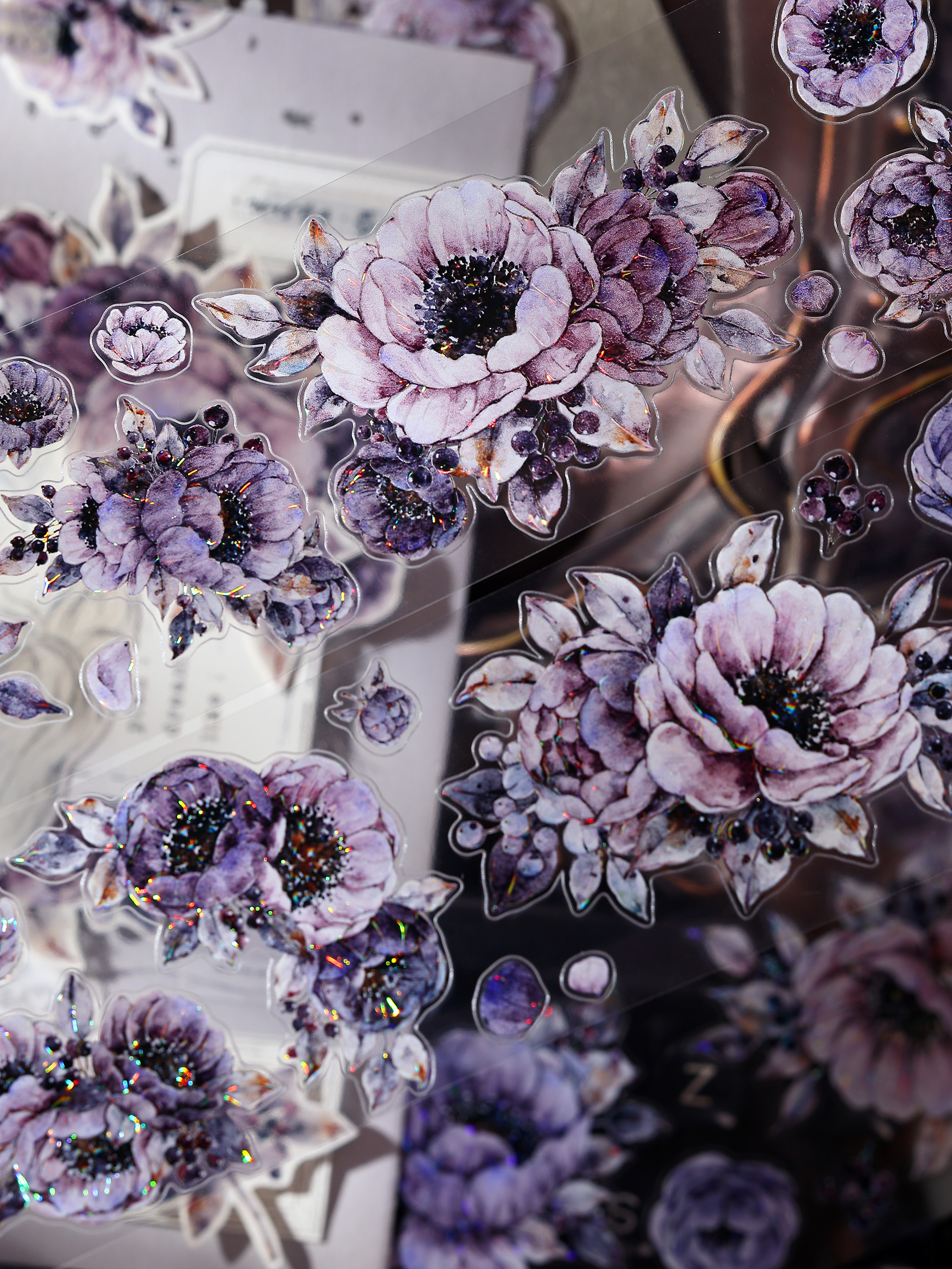 PET 테이프 - 55mm*6m 빈티지 다크 플라워