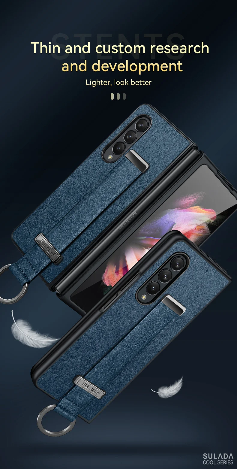 Samsung Zfold4/5 cowhide pattern wristband holder protective cover