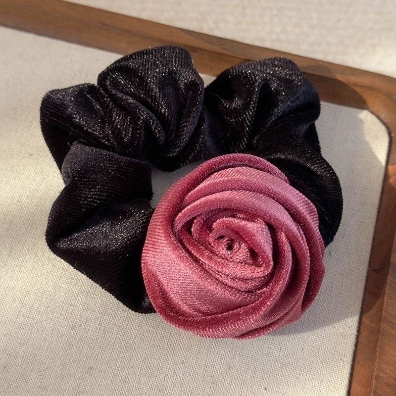 Elegant Romantic Artistic Women’s Rose Cloth Flannel Hair Tie