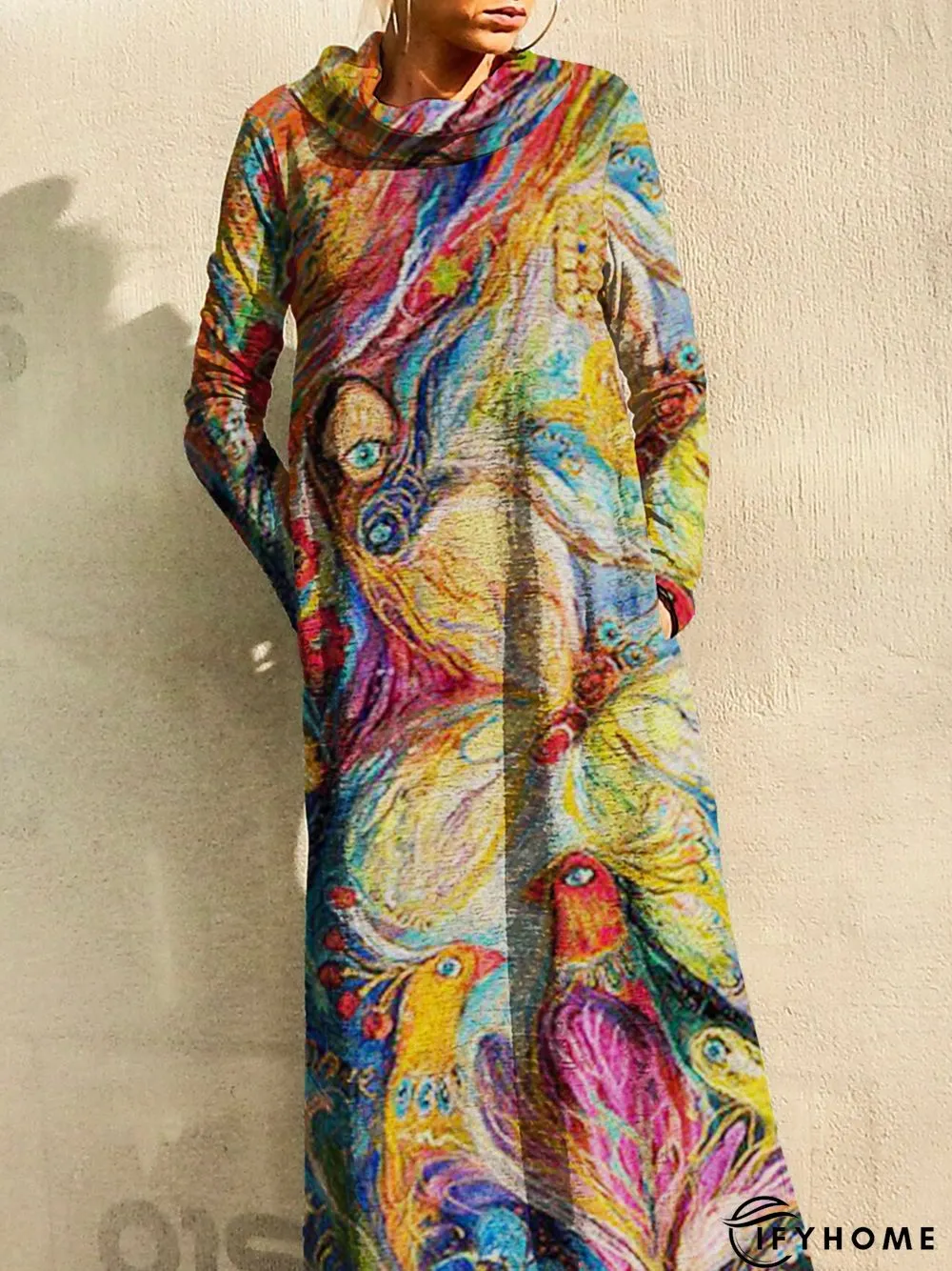 Printed Casual Knitting Dress | IFYHOME