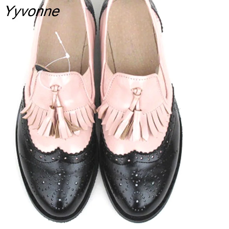 Yyvonne Women oxford Spring shoes genuine leather loafers for woman sneakers female oxfords ladies tassel single shoes 2023 summer shoes
