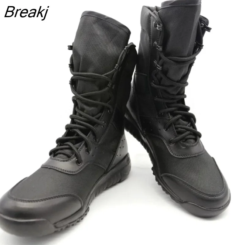 Breakj Men's Work Shoes SFB Light Men Combat Ankle Military Army Boots Waterproof Lace Up Tactical Boot Fashion Mesh Motorcycle Boots