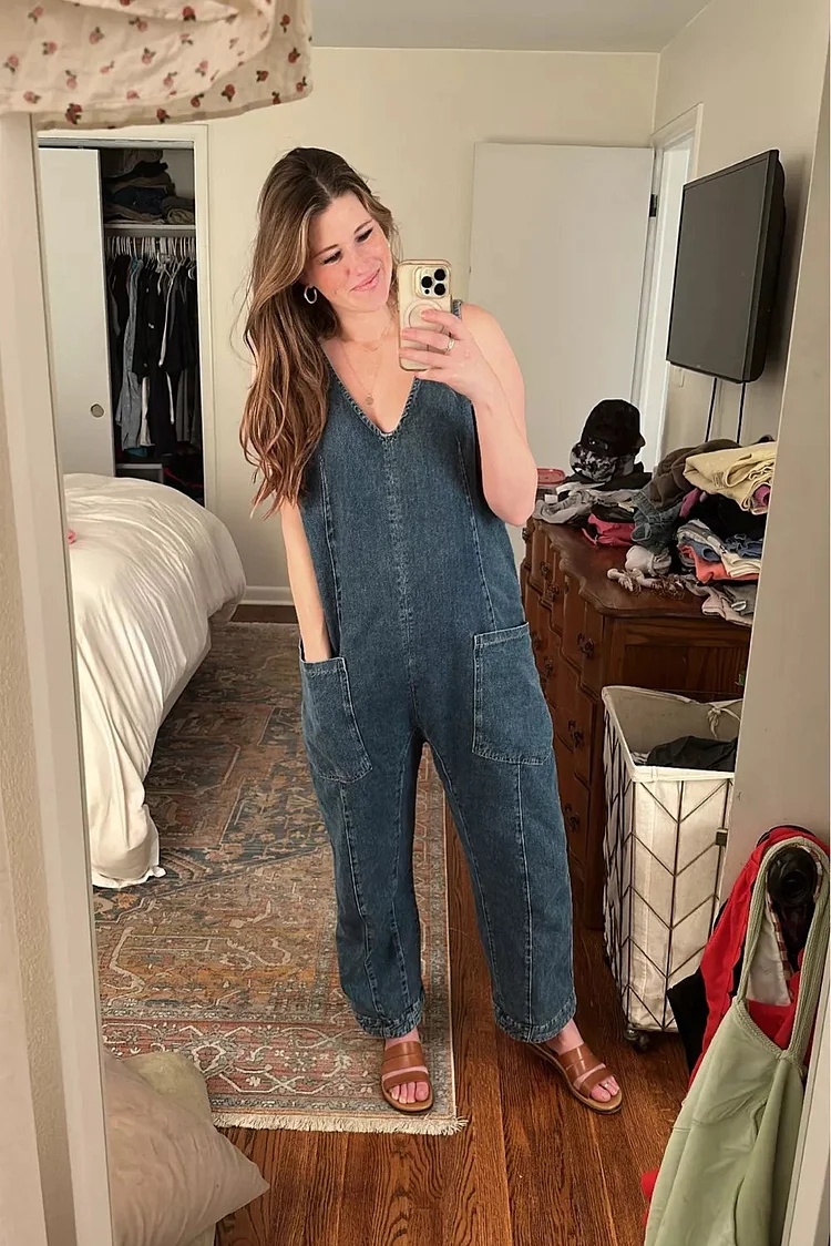 🔥Hot sale🔥Denim Jumpsuit With Pockets