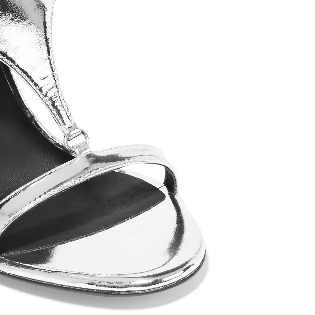 Silver Metallic Heels Open Toe Stiletto Heel Gladiator Sandals by FSJ Nicepairs
