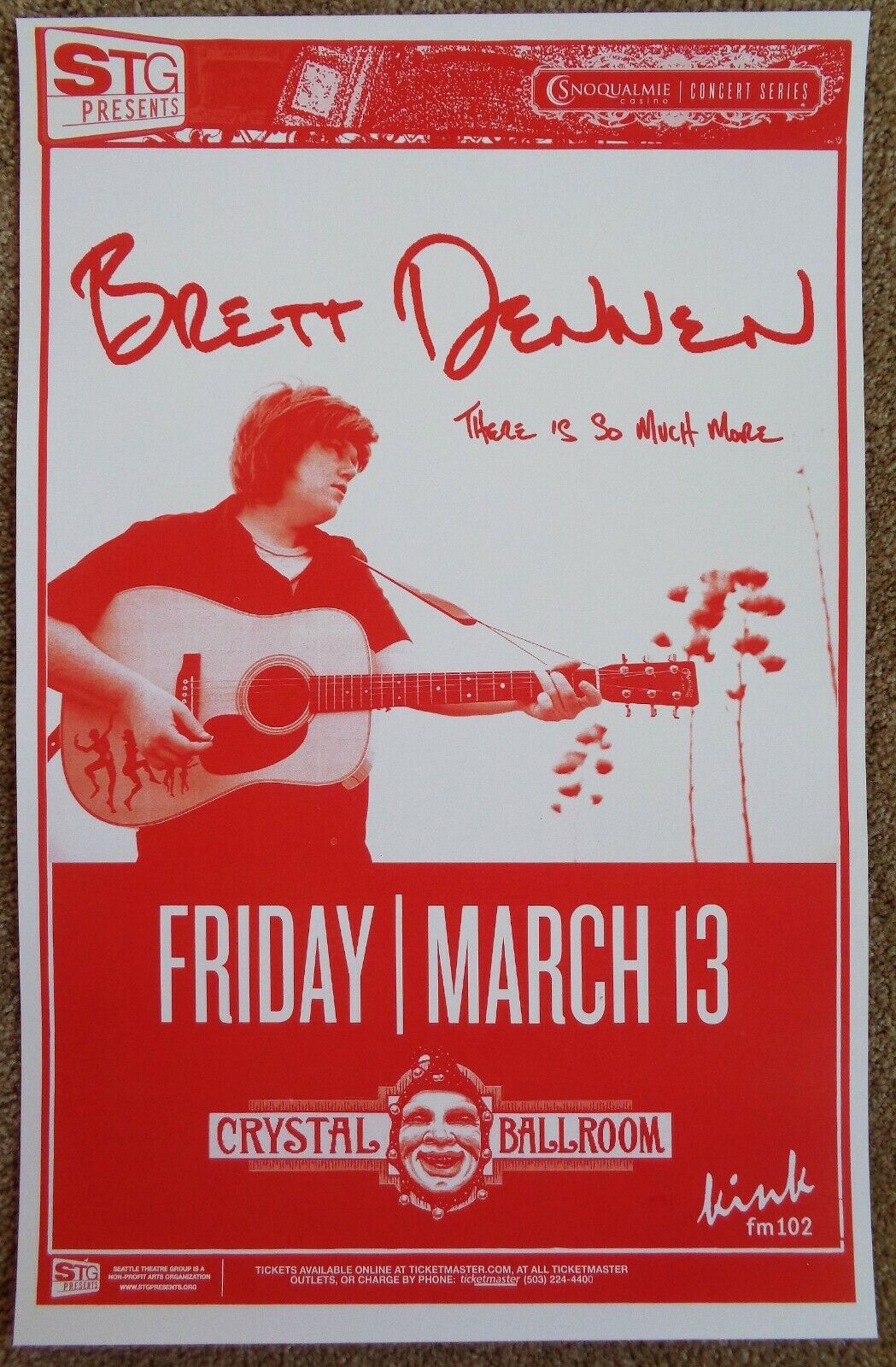 BRETT DENNEN 2009 Gig POSTER Portland Oregon Concert