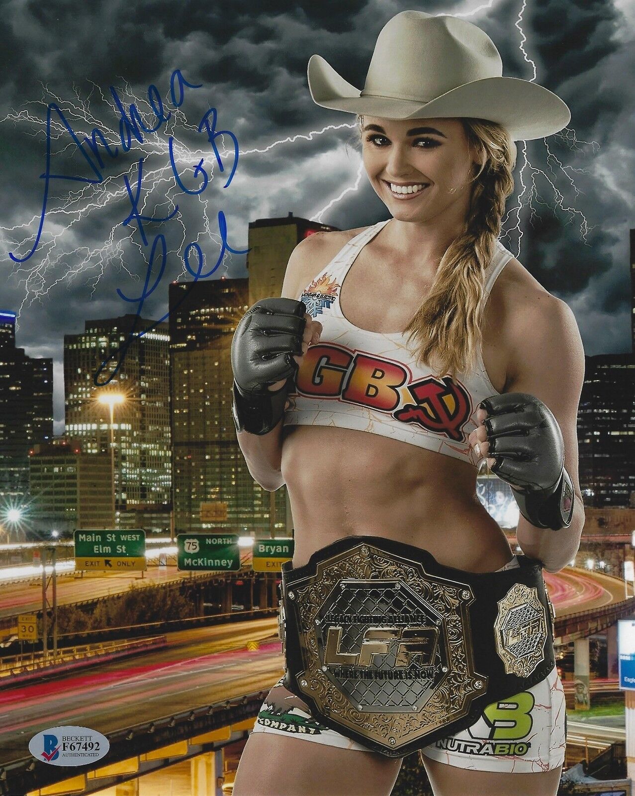 Andrea KGB Lee Signed UFC 8x10 Photo Poster painting BAS Beckett COA Invicta Picture Autograph K