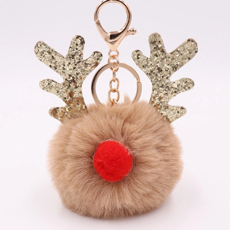 Cute Artistic Antlers Imitate Rex Rabbit Fur Women’s Keychain