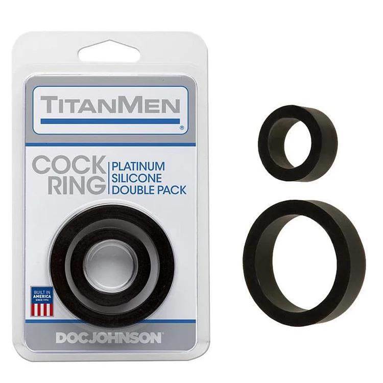 Pornhint Titanmen Cock Ring Platinum Silicone Double Pack Black