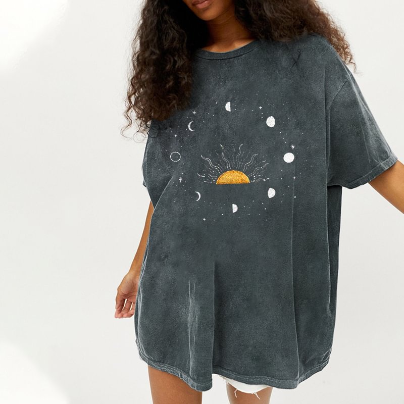   Sun Stars Moon Pattern Women's T-shirt - Neojana