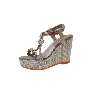 Qengg Qengg Sandals Women 2024 Summer Korean Version Of The New Slope And Thick Bottom Water Drill Fish Mouth Sandals Large Size Woman