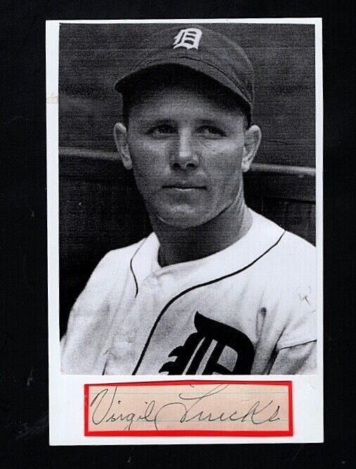 1952 VIRGIL TRUCKS-DETROIT TIGERS AUTOGRAPHED CUT W/Photo Poster painting-(d.2013)