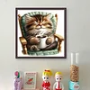 Cat Drinking Coffee-11CT Stamped Cross Stitch 40*40cm/15.75*15.75in