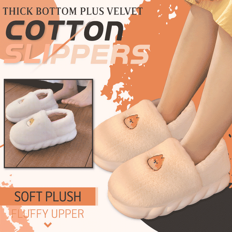 Thick Bottom Plus Velvet Cotton Slippers