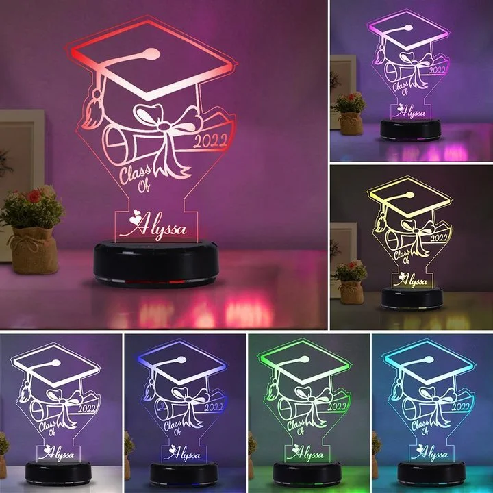 Lámpara--2022 regalos de graduación personalizados 7 colores que cambian la luz de la noche del casquillo del soltero con la lámpara del nombre