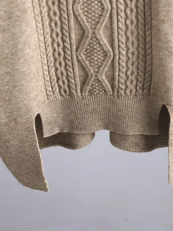 Slit Turtleneck Long Sleeve Top and Pants Sweater Set