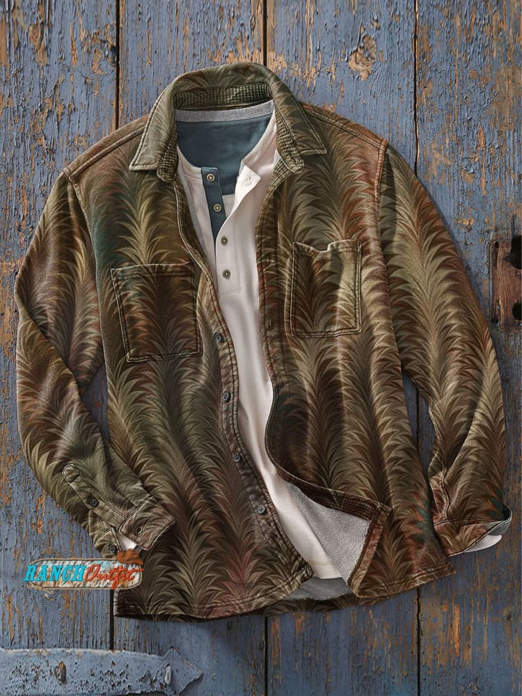 Men’s Vintage Retro Print Casual Shirt As Picture / S