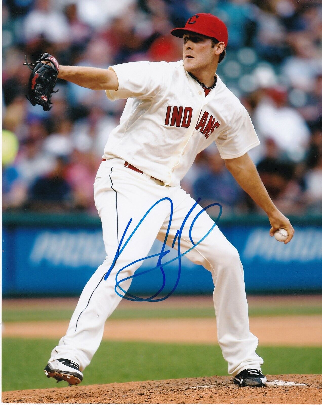 NICK HAGADONE CLEVELAND INDIANS ACTION SIGNED 8x10