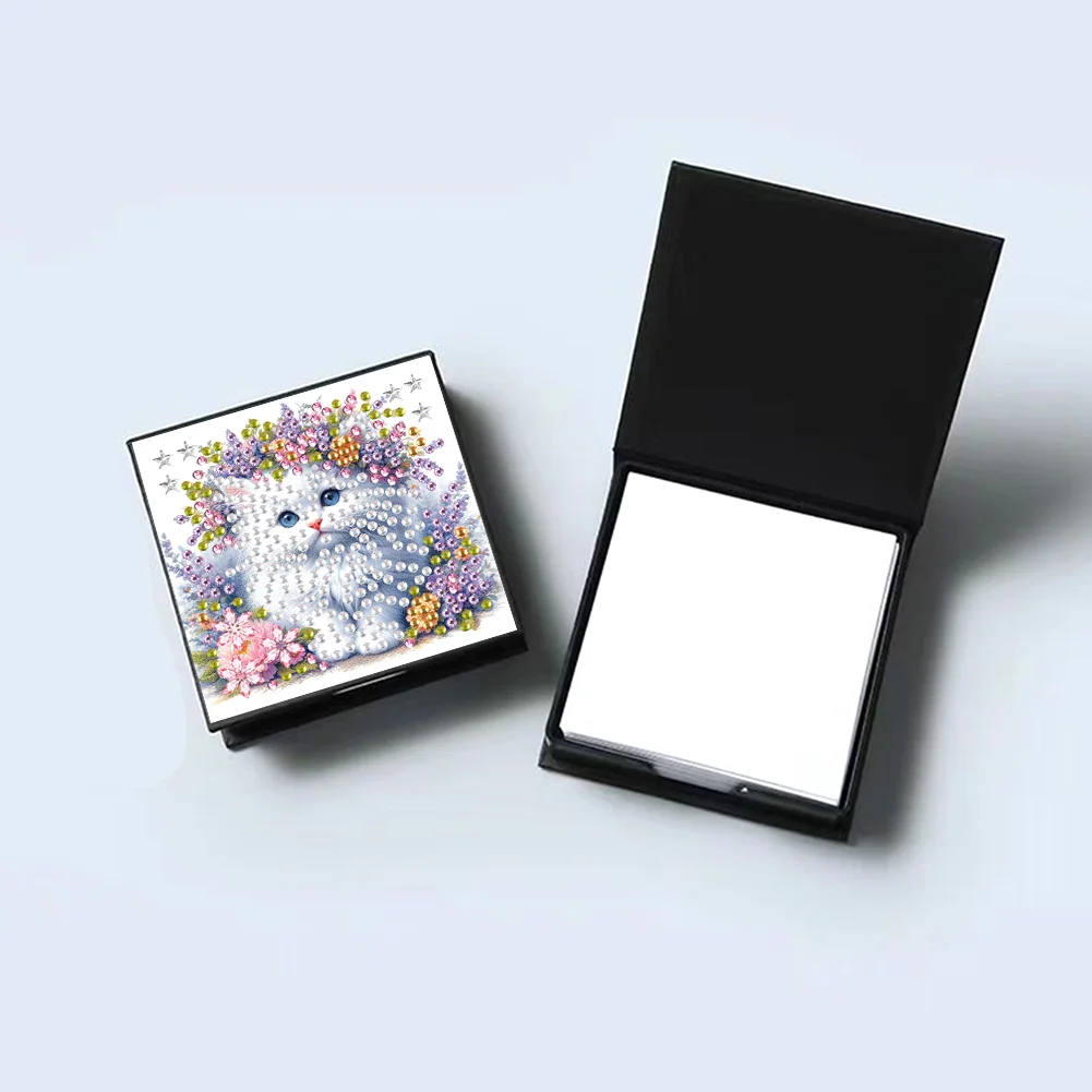 DIY Flower Cat Diamond Painting Memo Pad Holder Mosaic Kit for DIY Art Craft