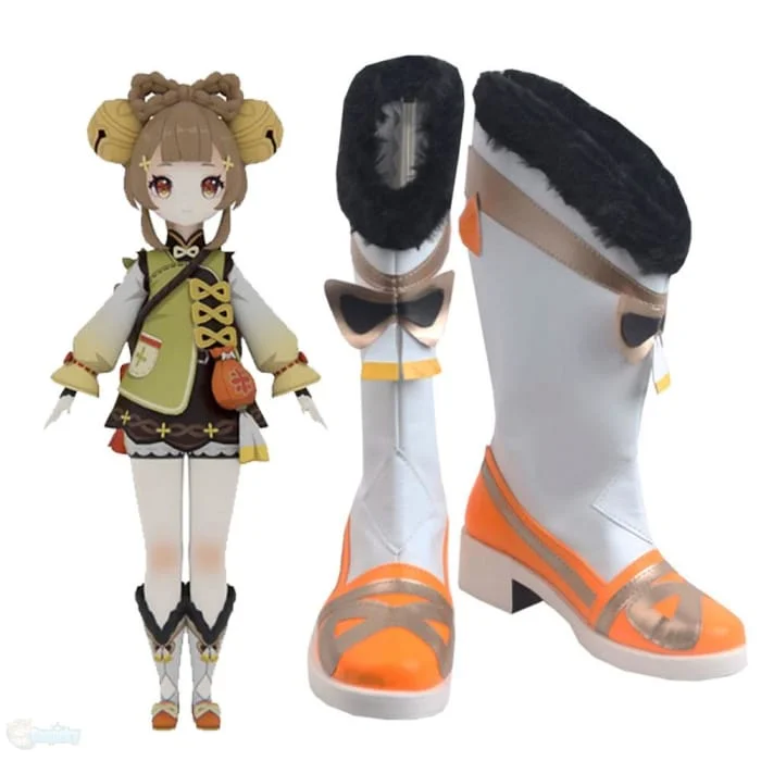 Genshin Toys Yaoyao White Orange Shoes Cosplay Boots