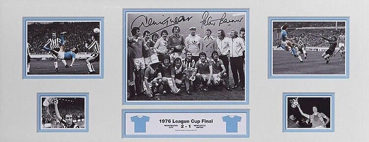 TUEART & BARNES SIGNED MANCHESTER CITY 30x12 1976 LEAGUE CUP FINAL Photo Poster painting PROOF