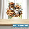 (US Local)Acrylic Special Shape Coffee 5D DIY Diamond Painting Dots Pendant for Window
