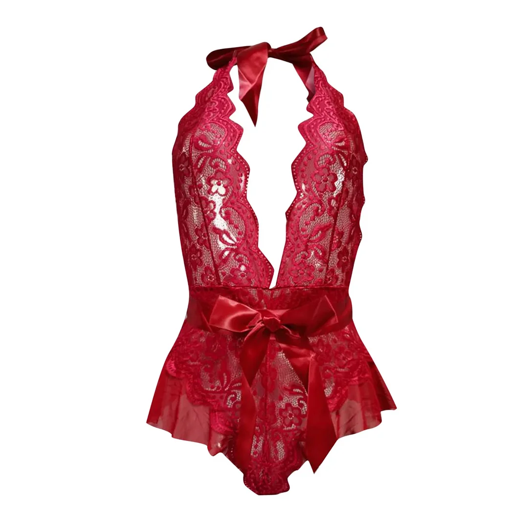 Ladies Plus Size Sexy Lingerie Deep V Crotch Sexy Lingerie Jumpsuit