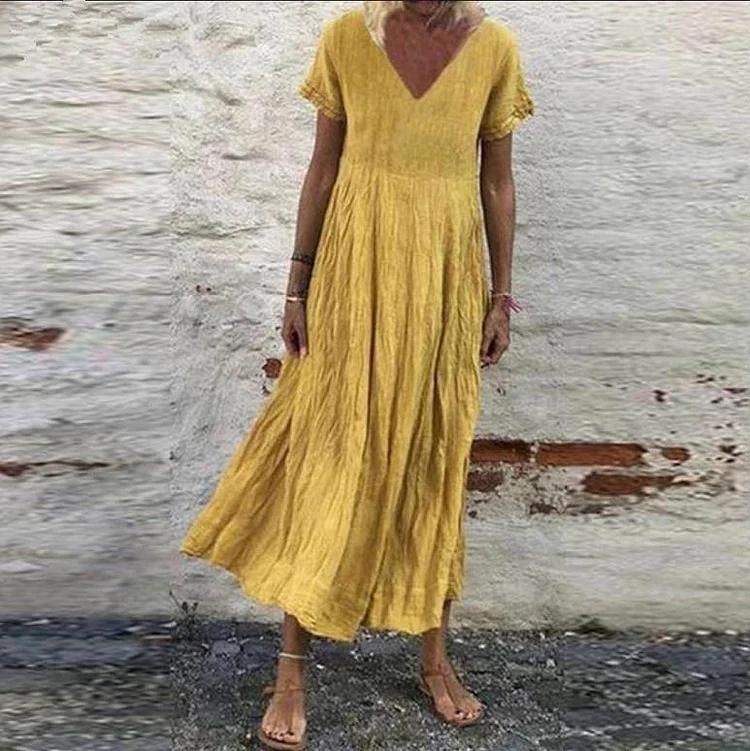 Ladies Cotton&Linen Loose Beach Long Skirt-4color,8size