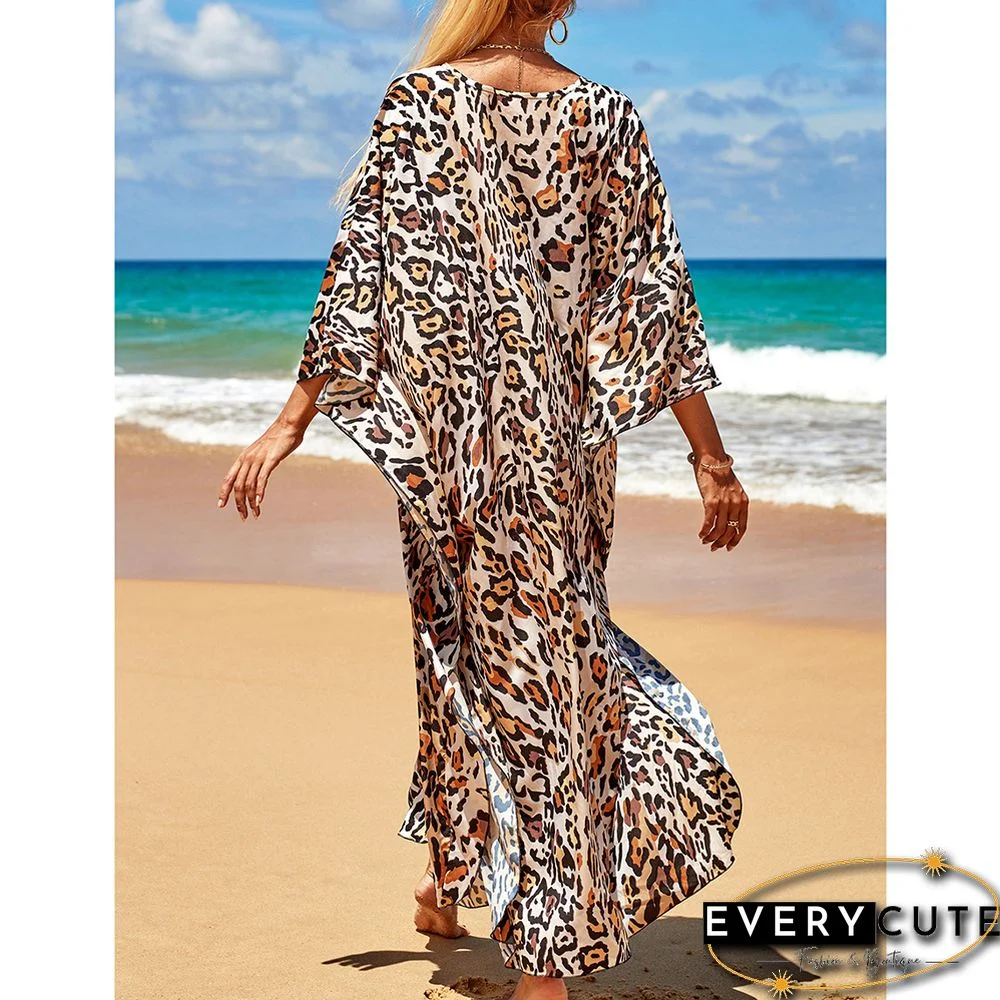 Leopard Print Long Kinimo Beachwear
