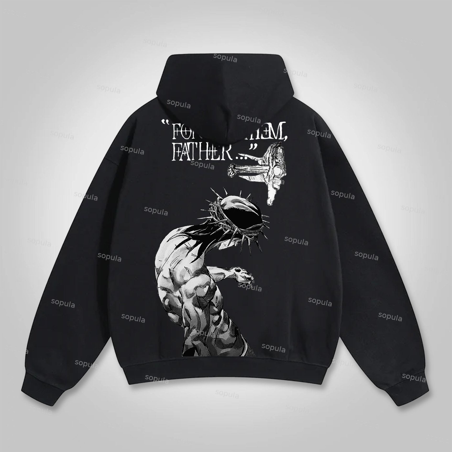 Sopula Forgive Them Father Bible Verses Graphic Pocket Hoodie - SOPULA