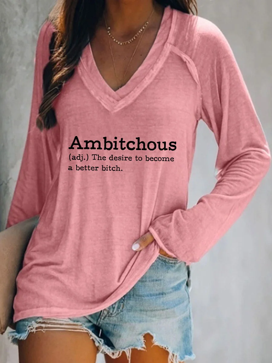 Ambitchous V-neck Long Sleeve T-shirt