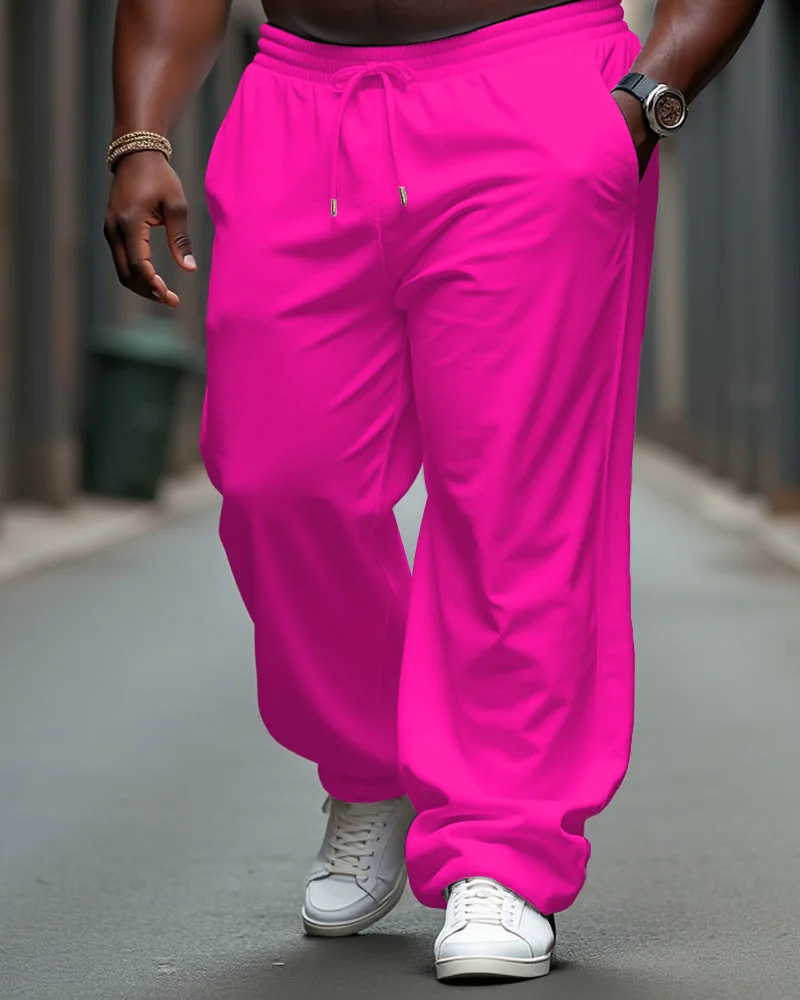Big Men's Casual Cotton Loose Elastic Waist Sports Jogging Pants