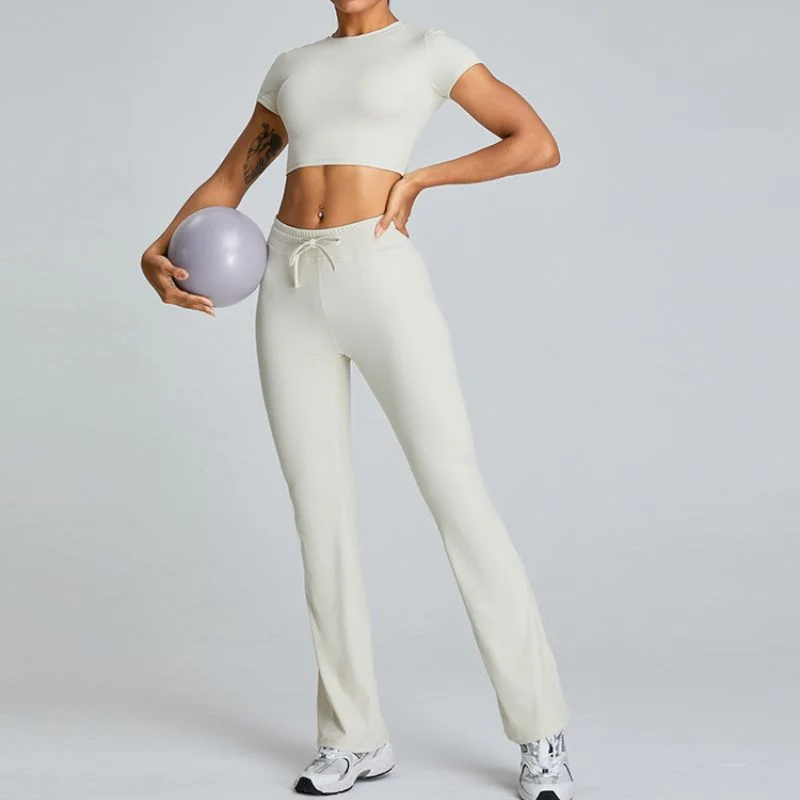 Short-sleeved top & flared pants sport sets