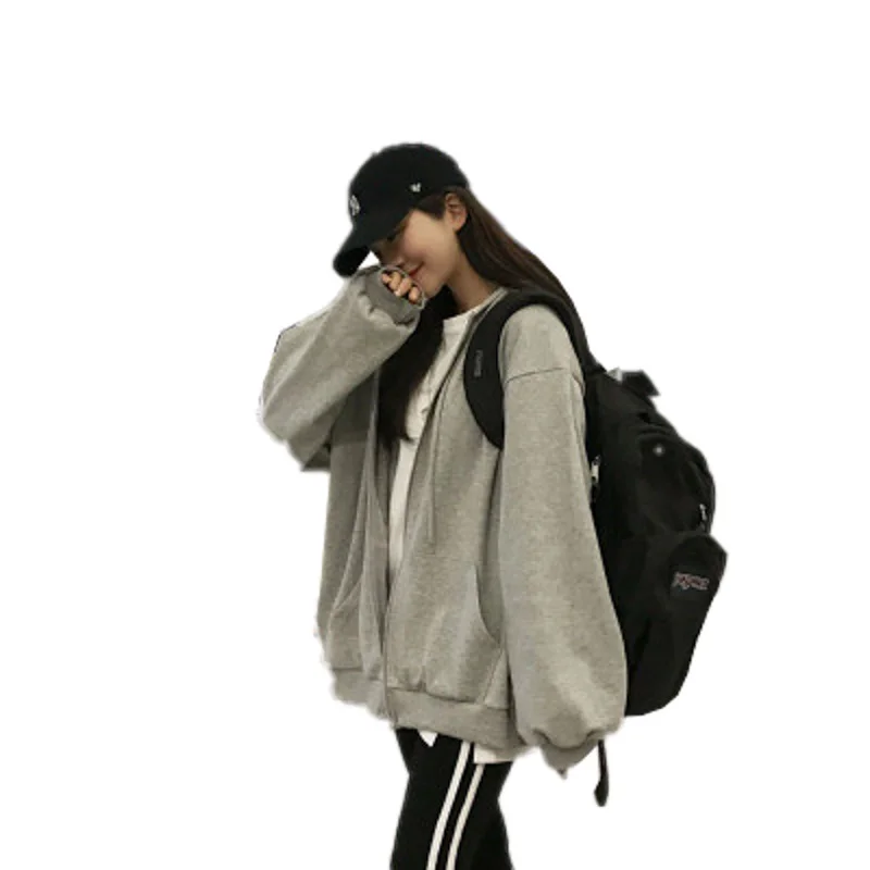 Uveng Uveng Hoodie Hooded Female Autumn 2024 New Zipper Cardigan Coat Korean Version Loose Student Sports Top