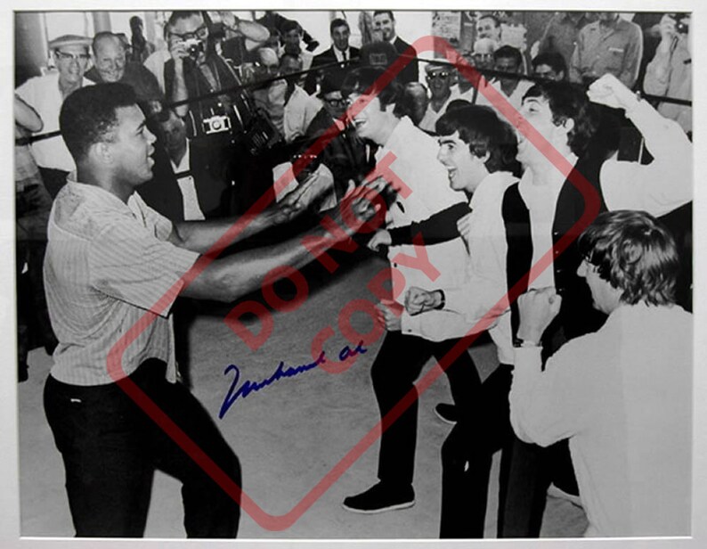 Muhammad Ali with Beatles Vintage 8.5x11 Autographed Signed Reprint Photo Poster painting