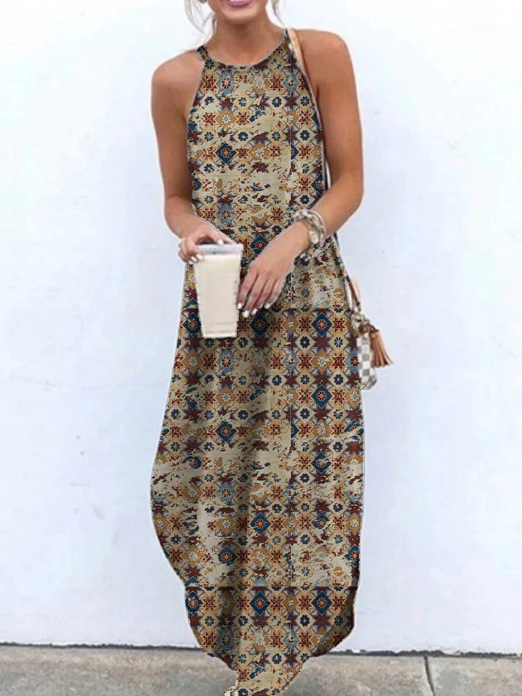 Tribal Vintage Print Sleeveless Dresses