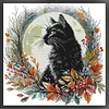 (US Only)Partial Embroidery cotton Thread 14CT Printed Cat Cross Stitch Kit 35x35cm