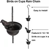 8 Feet Birds On Cups Rain Chain 8 Birds Cups Decoration Hangings for Gutter Roof